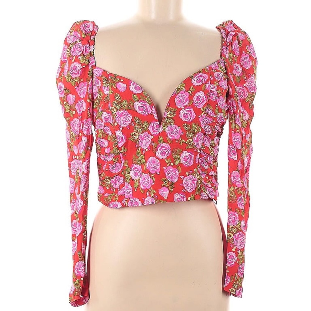 Zara long sleeve floral crop top